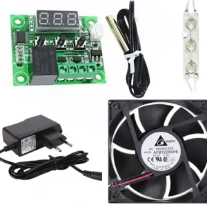 Thermostat For Incubator With 12V 1A DC Adapter, 12V led, Fan, Dc Female Jack Combo Set