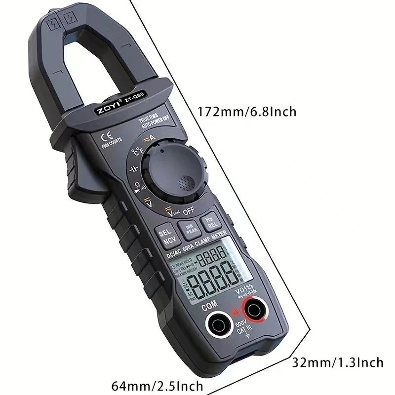 ZT-QS9 AC/ DC Clamp Meter RMS 6000 Counts Multimeter Tester Measuring Starting Current The Clamp Multimeter AC DC Current Voltage Diode Tester Digital multimeter Tester Voltmeter diode Meter - Image 3