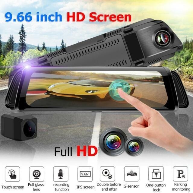 9.66'' Hd 1080P Screen Night Vision Camera Dual Lens Dash Cam Video Recorder - Image 3